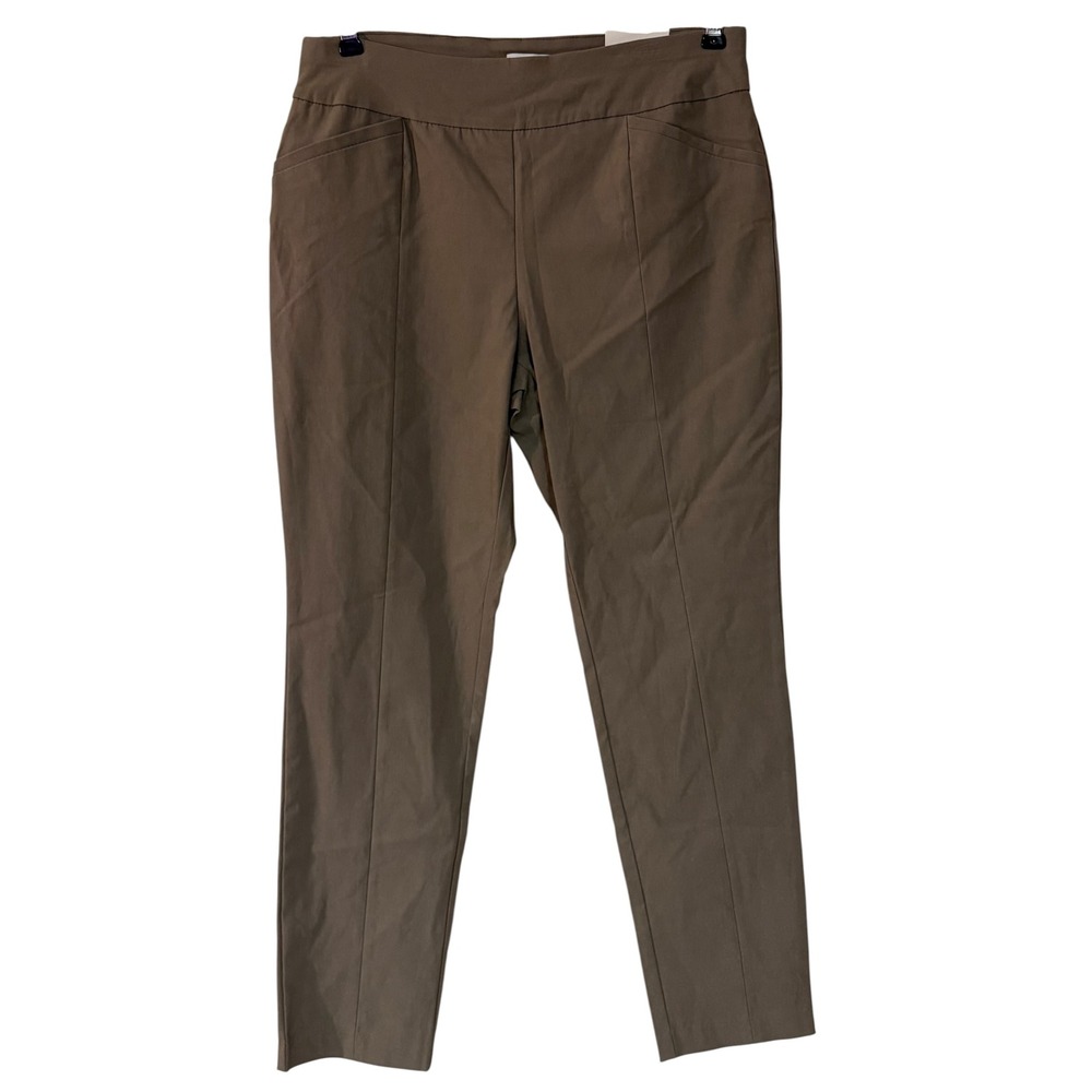 Chico's So Slimming Slim Stretch Slim Leg Pull On Pants Taupe Work 1.5 Short NEW